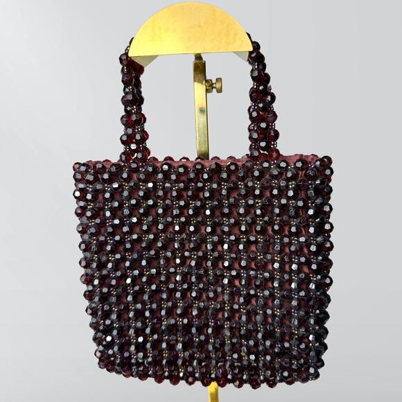 Vintage 90s Gap Beaded Red Floral Mini Handbag Purse - Picture 1 of 5